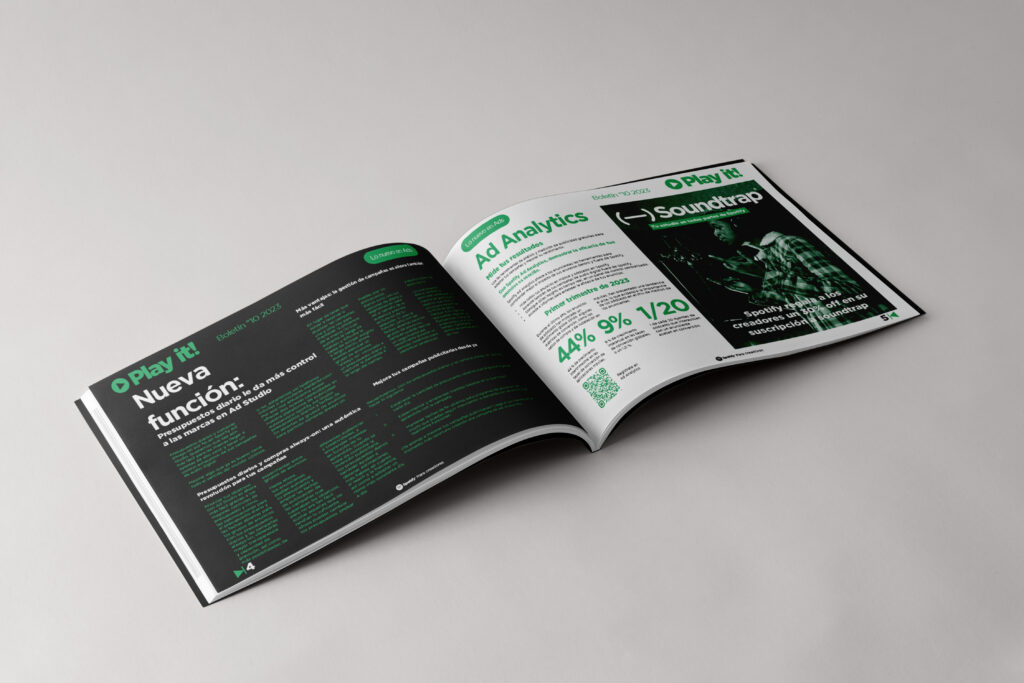 boletín informativo abierto con diseño editorial