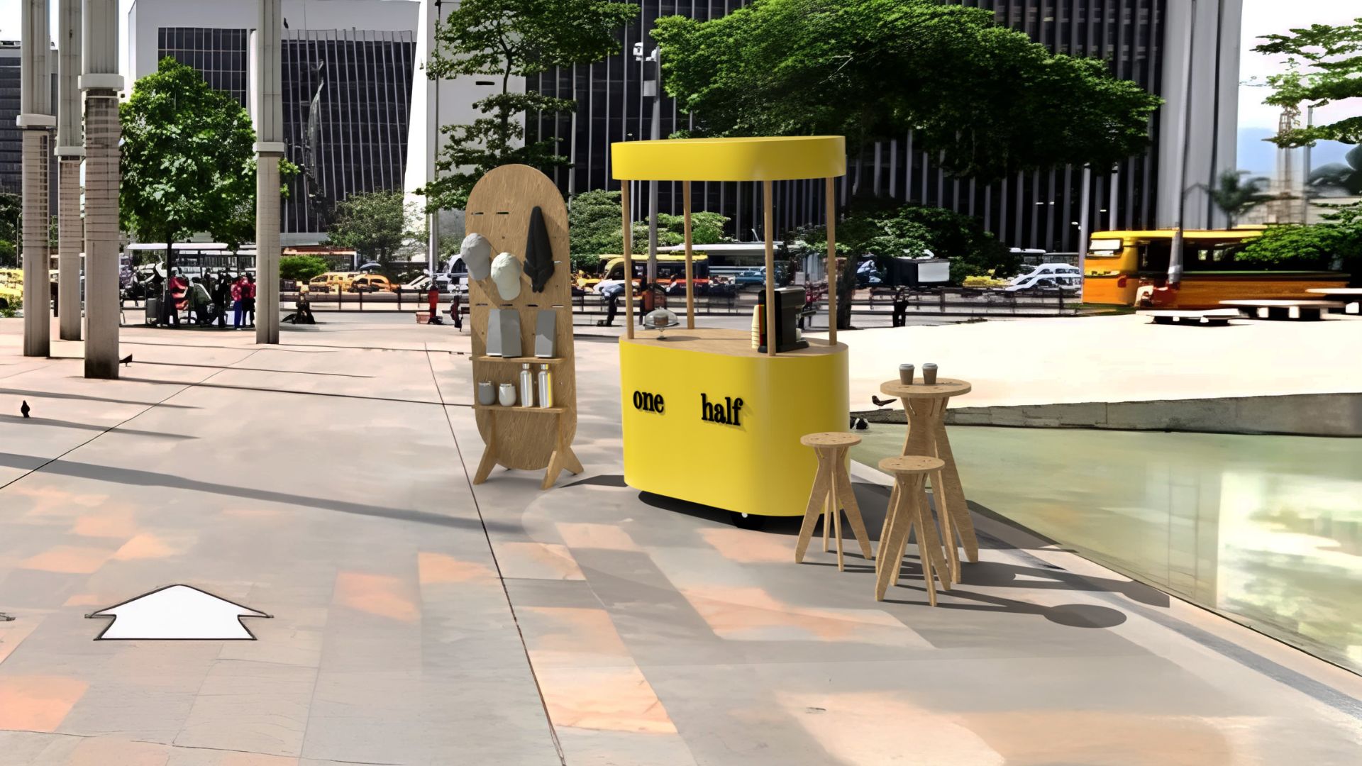 Stand de café en el parque de las luces